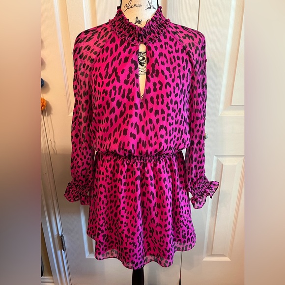 RACHEL Rachel Roy Animal Print Fit & Flare Mini Dress Purple Size L, NWT - Picture 1 of 6